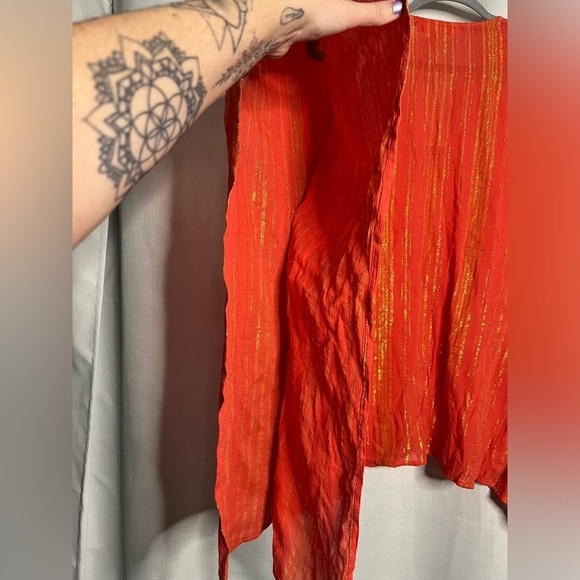 Michael Kors Orange and Gold Swimsuit Coverup Kaftan Medium - Picture 7 of 11